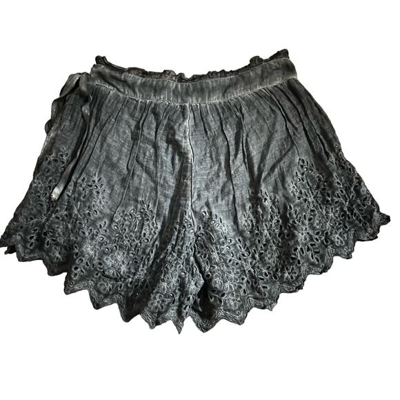 Free People Voila Lee Eyelet Graphite Cotton Shorts 4 Women’s Gray - Picture 2 of 6